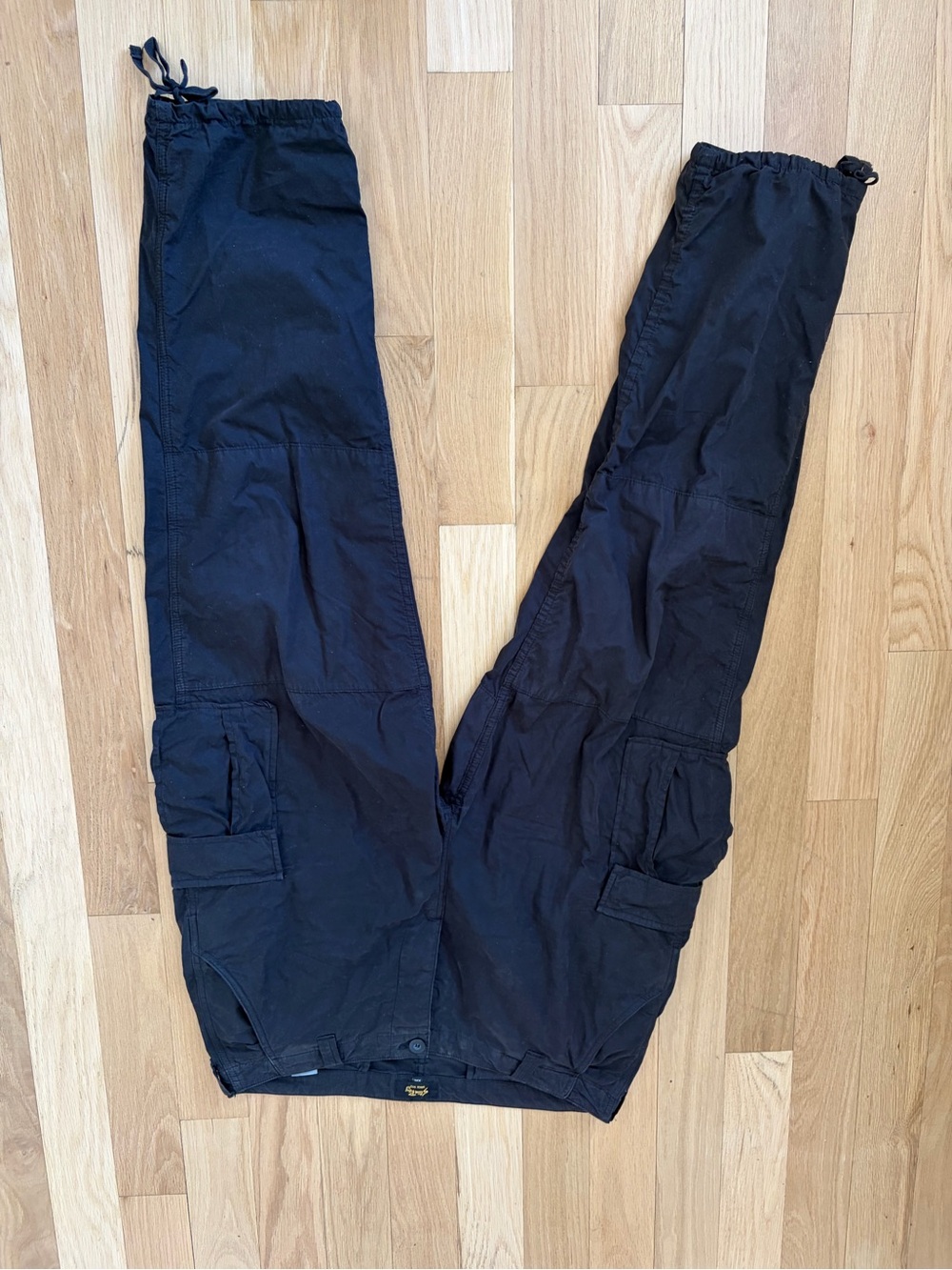 Stan Ray Black Cargo Pants with Drawstring Ankles